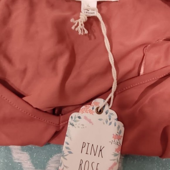 PINK ROSE WARM SPICE PUMPKIN COLORED SHORT SLEEVES NWT 1 POCKET TUNIC SIZE M - Picture 4 of 9